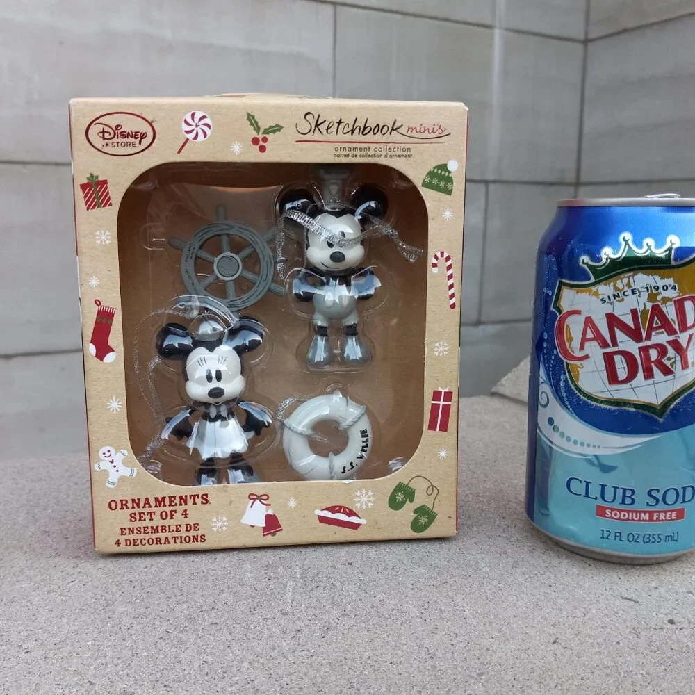 Disney Store Sketchbook Minis Mickey & Minnie Holiday Ornaments